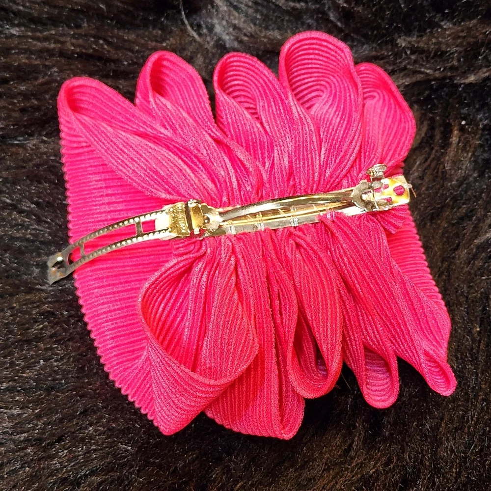 Vintage 90s Silky Pink Hair Bow